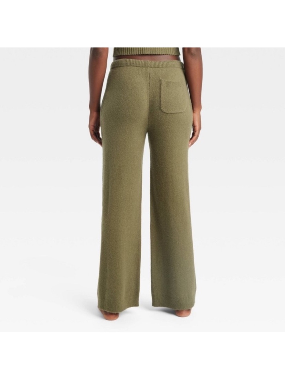 Auden Women’s Olive Green Open-Front Robe Cardigan + Wide-Leg Pant Set Size M/L - Picture 4 of 11